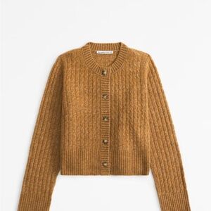 Abercrombie & Fitch Tan Ribbed Knit Cardigan